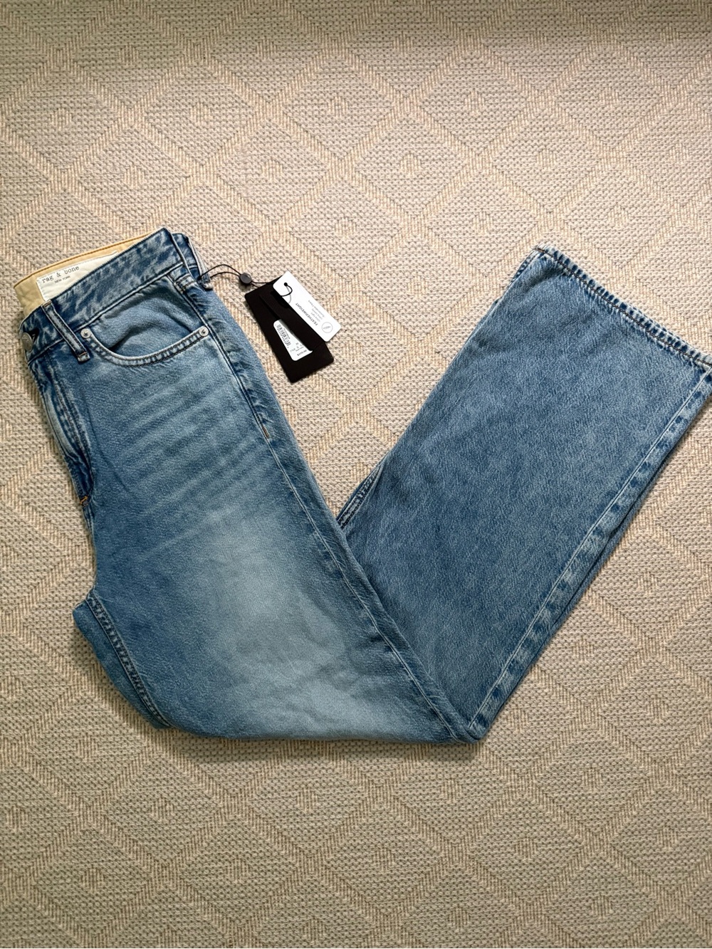NWT rag & bone Women's Light Blue Logan Mid-Rise Wide Leg Jeans Size 25